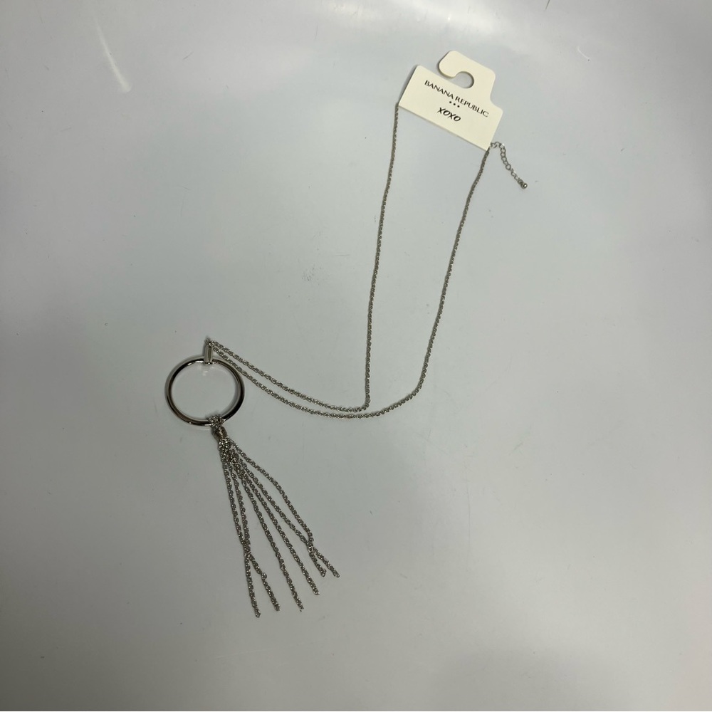 Banana Republic factory long silver tassel necklace new with tags women’s